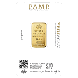 Pre-Owned PAMP Suisse Fortuna 1/2oz Gold Bar