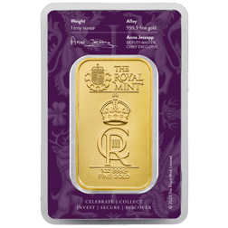 Pre-Owned The Royal Mint Royal Celebration 1oz Gold Bar