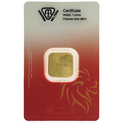 Metalor 1oz Cast Gold Bar in Assay Card