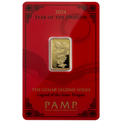 Pre-Owned 2024 PAMP Lunar Legends Year of the Azure Dragon 5g Gold Bar