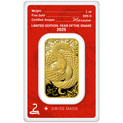 Argor-Heraeus 2025 Lunar Snake 1oz Stamped Gold Bar
