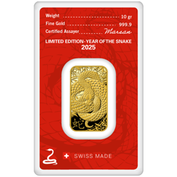 Argor-Heraeus 2025 Lunar Snake 10g Stamped Gold Bar