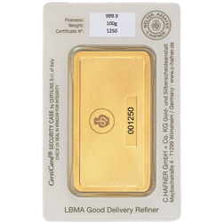C.Hafner 100g Minted Gold Bar