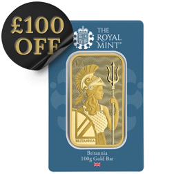 The Royal Mint Secure Britannia 100g Gold Bar