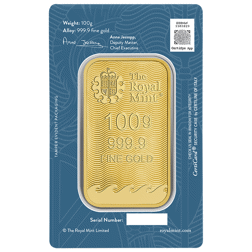 The Royal Mint Secure Britannia 100g Gold Bar