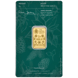 Pre-Owned The Royal Mint Christmas Tree 5g Gold Bar