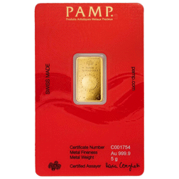 Pre-Owned 2025 PAMP Lunar Snake 5g Gold Bar