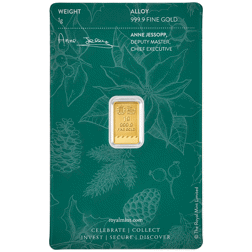 Pre-Owned The Royal Mint Britannia 'Merry Christmas' 1g Gold Bar