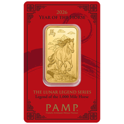 2026 PAMP Lunar Legends 1,000 Mile Horse 1oz Gold Bar