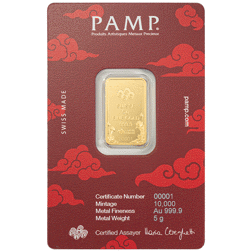 Pre-Owned PAMP Good Luck Yellow Dragon 5g Gold Bar