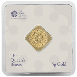 Pre-Owned The Queen's Beasts Completer 5g Carded Gold Bar