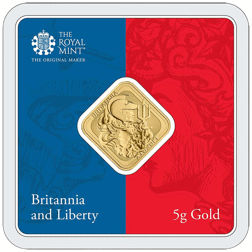 Pre-Owned The Royal Mint UK Britannia and Liberty 5g Gold Bar