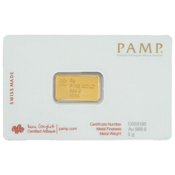 Pre-Owned PAMP America the Free Bald Eagle 5g Gold Bar