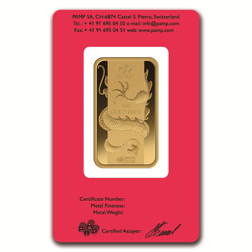 Pre-Owned 2012 PAMP Lunar Dragon 1oz Gold Bar