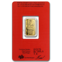 Pre-Owned 2012 PAMP Lunar Dragon 5g Gold Bar