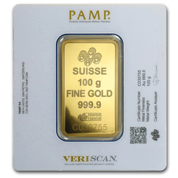 Pre-Owned PAMP Suisse Fortuna 100g Gold Bar