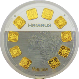 Pre-Owned Heraeus 10 x 1g MultiDisc Gold Bar