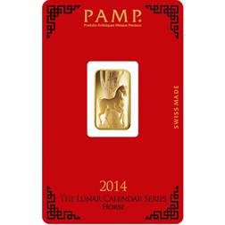 Pre-Owned PAMP 2014 Lunar Horse 5g Gold Bar