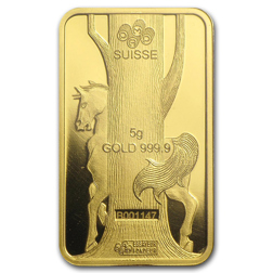 Pre-Owned 2014 PAMP Lunar Horse 5g Gold Bar