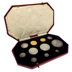 Pre-Owned 1902 11 Piece Specimen Proof Gold and Silver Coin Set - VAT Free