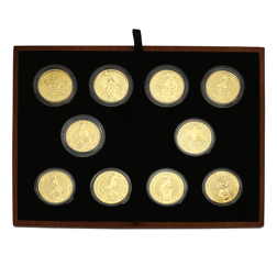 Pre-Owned UK Queen's Beasts 1oz Gold Coin Full Collection in Wooden Presentation Box (10 Coins)