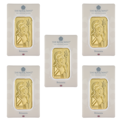 The Royal Mint Britannia 1oz Gold Bar - 5 Bar Bundle