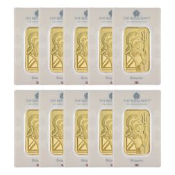 The Royal Mint Britannia 1oz Gold Bar - 10 Bar Bundle