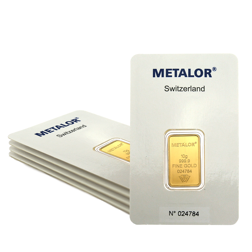 Metalor Stamped 10g Gold Bar 5 Bar Bundle