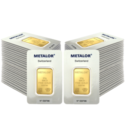 Metalor Stamped 20g Gold Bar 50 Bar Bundle