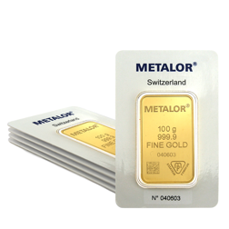 Metalor 100g Stamped Gold 5 Bar Bundle