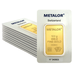 Metalor 100g Stamped Gold 10 Bar Bundle