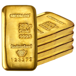 Metalor 250g Cast Gold 5 Bar Bundle