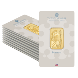 The Royal Mint Britannia 20g Gold Bar 10 Bar Bundle