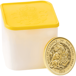2023 UK Tudor Beasts Bull of Clarence 1oz Gold Coin - Full Tube of 10 Coins