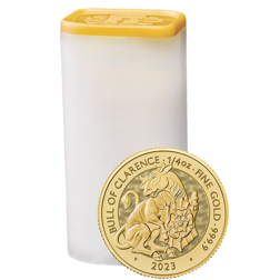 2023 UK Tudor Beasts Bull of Clarence 1/4oz Gold Coin - Full Tube of 25 Coins