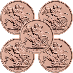2023 UK Coronation Full Sovereign Gold 5 Coin Bullion Bundle