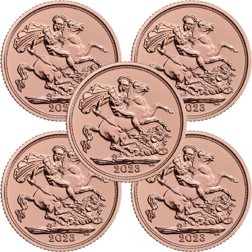 2023 UK Coronation Half Sovereign Gold 5 Coin Bullion Bundle