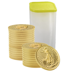 2024 UK Britannia 1/10oz Gold Coin - Full Tube of 25 Coins