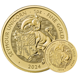 2024 UK Tudor Beasts Seymour Unicorn 1oz and 1/4oz Gold Coin Collection