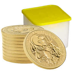2025 UK Britannia and Liberty 1oz Gold Coin - Full Tube of 10 Coins