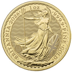 2026 UK Britannia 1oz Gold Coin - Full Tube of 10 Coins