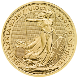 2026 UK Britannia 1/10oz Gold Coin - Full Tube of 25 Coins
