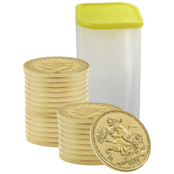 2026 UK 'Yellow Gold' Full Sovereign Gold Coin - Full Tube of 25 Coins