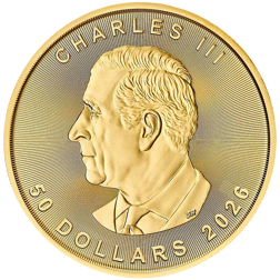 2026 Canadian Maple Leaf 1oz Gold Coin - Full Tube of 10 Coins