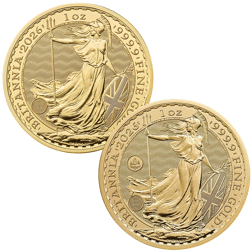 2026 UK and Hong Kong Privy Britannia 1oz Gold Coins - 2 Coin Collection