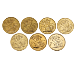 Pre-Owned UK Sovereign Century Gold 7-Coin Collection