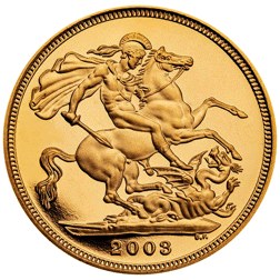 Pre-Owned 2003 UK Coronation Anniversary Silver Ingot and Full Sovereign Gold Coin Set