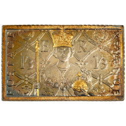 Pre-Owned 2003 UK Coronation Anniversary Silver Ingot and Full Sovereign Gold Coin Set