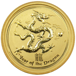 Pre-Owned 2012 Australian Lunar Dragon 1/20oz Gold Coin