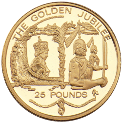 Pre-Owned 2002 Guernsey Golden Jubilee £25 Proof Gold Coin